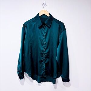 SHEIN Forest green silky shirt